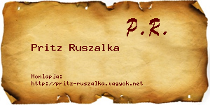 Pritz Ruszalka névjegykártya